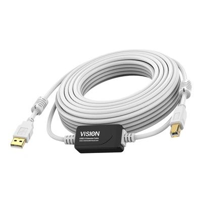 Vision Techconnect - Kabel USB - USB (M) do USB typ B (M) - USB 2.0 - 15 m - aktivní inline booster - bílá