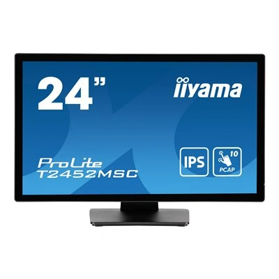 iiyama ProLite T2452MSC-B1 - LED monitor - 24" (23.8" zobrazitelný) - dotykový displej - 1920 x 1080 Full HD (1080p) - IPS - 400 cd/m2 - 1000:1 - 14 ms - HDMI, DisplayPort - reproduktory - matná čerň, T2452MSC-B1