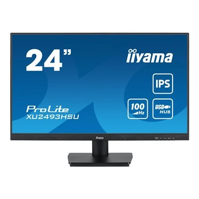 iiyama ProLite XU2493HSU-B6 - LED monitor - 24" (23.8" zobrazitelný) - 1920 x 1080 Full HD (1080p) @ 100 Hz - IPS - 250 cd/m2 - 1000:1 - 1 ms - HDMI, DisplayPort - reproduktory - matná čerň, XU2493HSU-B6
