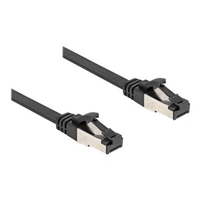 Delock - Patch kabel - RJ-45 (M) do RJ-45 (M) - 25 cm - U/FTP - CAT 8.1 - provedení bez hrbolků, plochý - černá