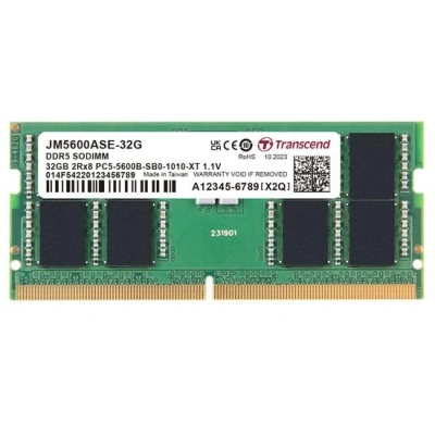 Transcend paměť 32GB DDR5 5600 SODIMM (JetRam) 2Rx8 2Gx16 CL46 1.1V, JM5600ASE-32G