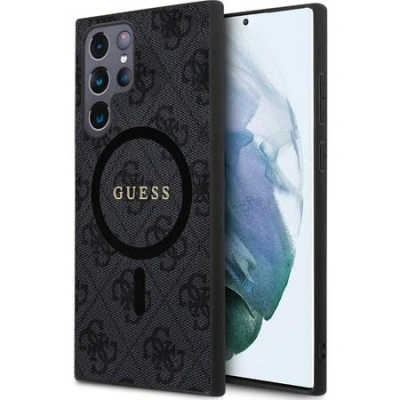 Guess PU Leather 4G Colored Ring MagSafe kryt Samsung Galaxy S24 Ultra černý