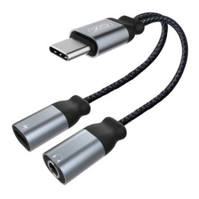 Audio adaptér Type-c na Type-c + Jack 3,5 mm XO NBR160B Funkce přenosu Bluetooth (černý), 