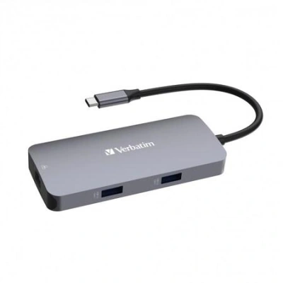 VERBATIM Hub USB-C Pro Multiport 5 Port, 2x USB 3.2, 1x USB-C, HDMI, RJ45, šedá, 32150