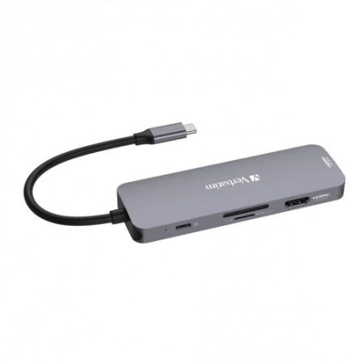 VERBATIM Hub USB-C Pro Multiport 8 Port, 3x USB 3.2, 1x USB-C, 2xHDMI, microSD/SD, šedá, 32151