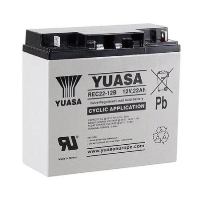 Yuasa Pb trakční záložní akumulátor AGM 12V/22Ah pro cyklické aplikace (REC22-12B), REC22-12B