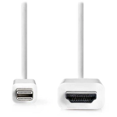 NEDIS kabel mini DisplayPort – HDMI/ mini DisplayPort zástrčka - HDMI zástrčka/ bílý/ bulk/ 2m, CCGL37600WT20