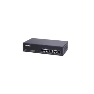 Vivotek PoE switch AW-GEL-065A-060, 4xGE PoE(802.3af/at, PoE budget 60W), 2xGbE RJ-45, extend-mode až 250m(PoE@10Mbps), AW-GEL-065A-060