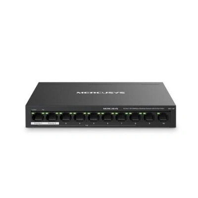 TP-Link Mercusys MS110P Switch 10-Port, 8x 10/100 Mbps PoE+, 2x LAN, 802.3af/at, 65 W, MS110P
