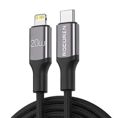 Fast Charging cable Rocoren USB-C to Lightning Retro Series 1m (grey)