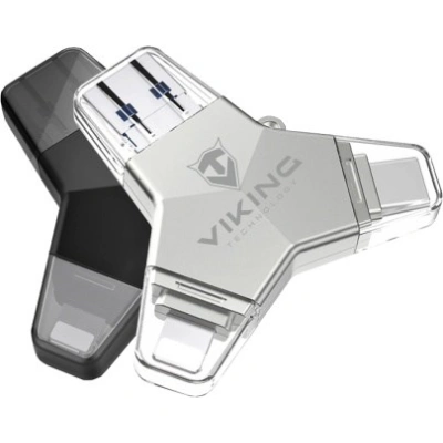 Viking USB Flash disk 3.0 4v1 s koncovkou Lightning/Micro USB/USB/USB-C, 32 GB, černá, VUFII32B