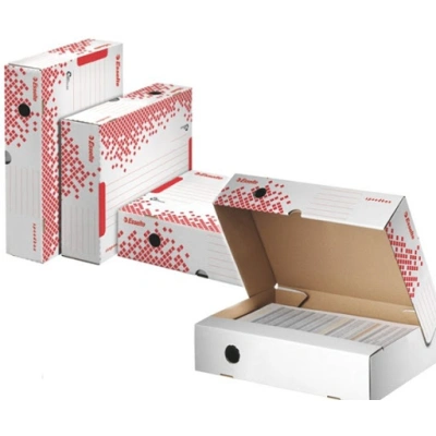 Esselte Speedbox rychle-složitelný archivační kontejner s víkem na pořadače, bílá-červená, 623914