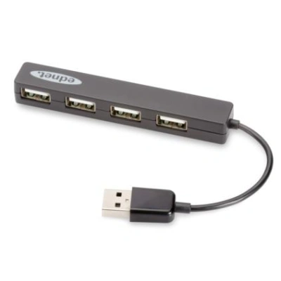 Ednet Notebook USB 2.0 Hub, 4 porty, Plug & Play, přenosová rychlost až 480 Mb / s, 85040