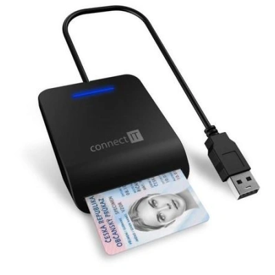 CONNECT IT USB čtečka eObčanek a čipových karet, černá, CFF-3050-BK