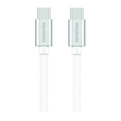 Swissten Datový Kabel Textile USB-C / USB-C 1,2 M Stříbrný