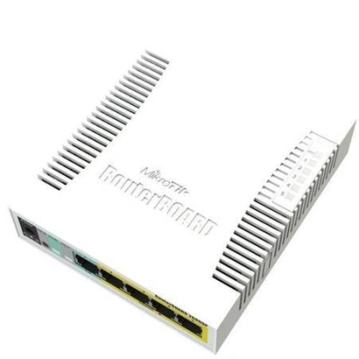 MIKROTIK RouterBOARD RB260GSP, 5-port Gigabit smart switch with SFP cage, SwOS, plastic case, PSU, POE OUT, RB260GSP/CSS106-1G-4P-1S