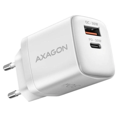 AXAGON nabíječka do sítě / ACU-PQ30W / 1x USB-C / 1x USB-A / PD3.0/QC4/PPS/AFC/Apple / 30W / bílá