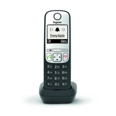 SIEMENS GIGASET A690HX - DECT/GAP přídavné sluchátko vč. nabíječky pro bezdrátový telefon, barva černá/ stříbrná, GIGASET-A690HX