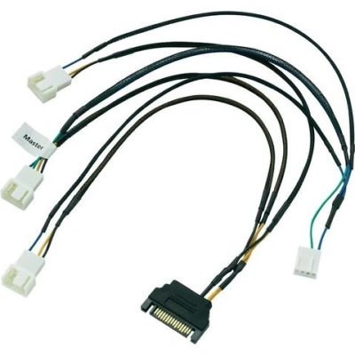 AKASA kabel FLEXA FP3S pro připojení 3 PWM ventilátorů / 4pin(F) a SATA na 3x 4 pin PWM / AK-CBFA06-30 / 30cm