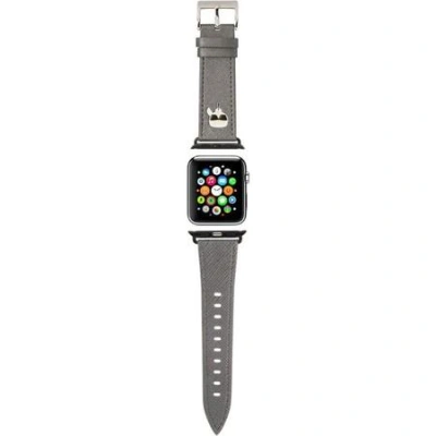 Karl Lagerfeld Karl Head PU řemínek pro Apple Watch 38/40/41mm Silver KLAWMOKHG