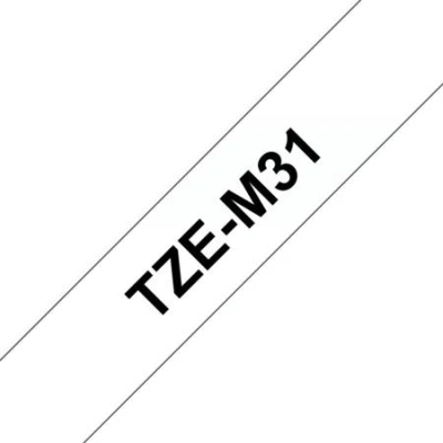 BROTHER laminovaná páska TZE-M31/ průsvitná-matná/černá/ 12mm, TZEM31