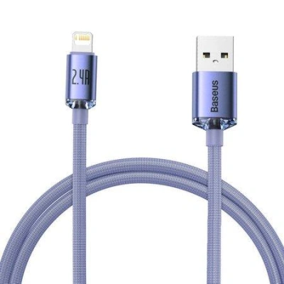 Baseus Crystal Shine kabel USB na Lightning, 2,4A, 1,2 m (fialový)