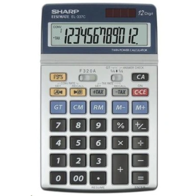 Kalkulačka, stolní, 12místný displej, SHARP "EL-337", EL337C