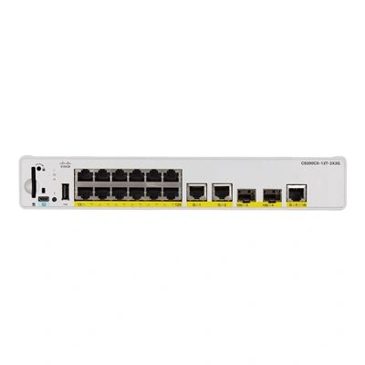 Cisco Catalyst 9200CX - Network Essentials - přepínač - kompaktní - L3 - řízený - 12 x 1000Base-T + 3 x 1000Base-T + 2 x 1 Gigabit / 10 Gigabit SFP+ (uplink) - Lze montovat do rozvaděče - UPOE+, C9200CX-12T-2X2G-E