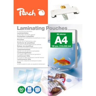 PEACH laminovací folie A4 (216x303mm), 80mic, lesklé, 100 ks + 25ks zdarma, PP580-02P