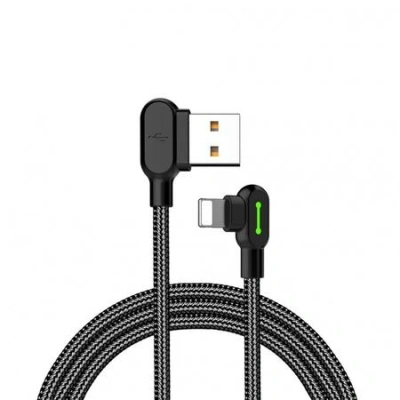Úhlový kabel USB Lightning Mcdodo CA-4674 LED, 0,5 m (černý)