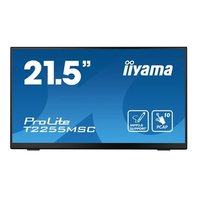 iiyama ProLite T2255MSC-B1 - LED monitor - 21.5" - dotykový displej - 1920 x 1080 Full HD (1080p) @ 60 Hz - IPS - 400 cd/m2 - 1000:1 - 5 ms - HDMI, DisplayPort - reproduktory - matná čerň, T2255MSC-B1