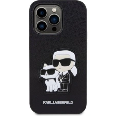 Karl Lagerfeld PU Saffiano Karl and Choupette NFT Zadní Kryt pro iPhone 14 Pro Max Black