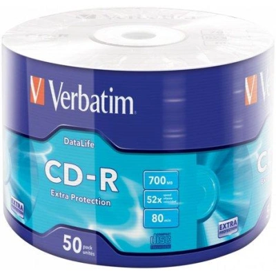 VERBATIM CD-R 700MB/ 52x/ 80min/ 50pack/ wrap, 43787