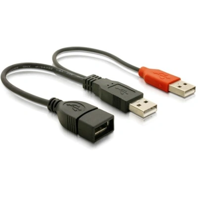 Napájecí kabel USB A samice z 2xUSB A samec. délka 22,5 cm