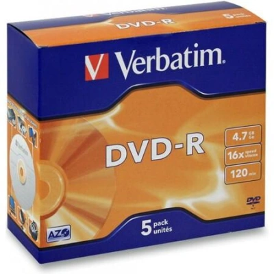 VERBATIM DVD-R 4,7GB/ 16x/ jewel/ 5pack, 43519