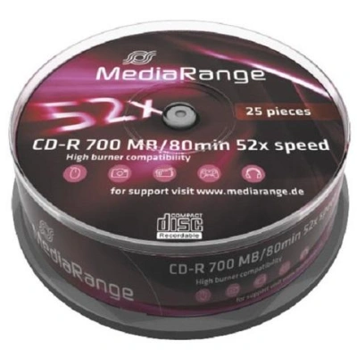 MEDIARANGE CD-R 700MB 52x spindl 25ks, MR201