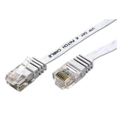Patch kabel UTP cat 6, 1m plochý - bílý, 95151