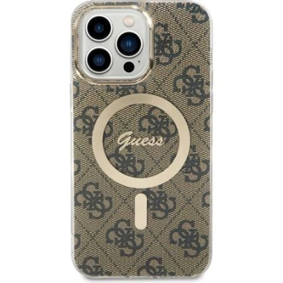 Guess 4G IML MagSafe Kompatibilní Zadní Kryt pro iPhone 14 Pro Max Brown