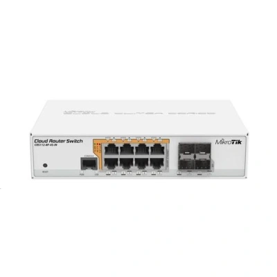 MikroTik Cloud Router Switch CRS112-8P-4S-IN, 400MHz CPU, 128MB RAM, 8xLAN, PoE max. 67W, 4xSFP slot, vč. L5 licence, CRS112-8P-4S-IN