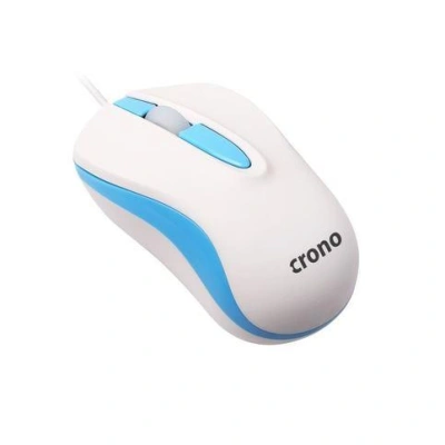 CRONO myš CM642/ optická/ drátová/ 1000 dpi/ USB/ modro-bílá, CM642