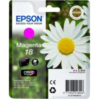 Epson inkoustová náplň/ T1803/ Singlepack 18 Claria Home Ink/ Magenta, C13T18034012