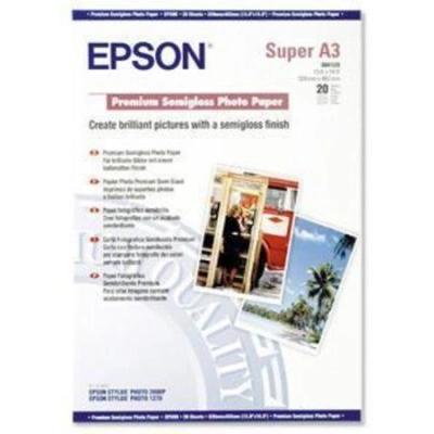 EPSON fotopapír C13S041328/ A3+/ Premium Semigloss Photo / 20 listů, C13S041328