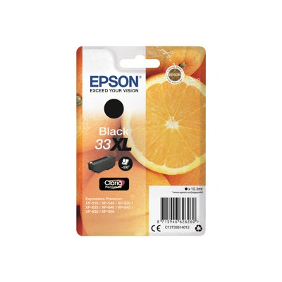 Epson 33XL - 12.2 ml - XL - černá - originální - blistr s RF / akustickým alarmem - inkoustová cartridge - pro Expression Home XP-635, 830; Expression Premium XP-530, 540, 630, 635, 640, 645, 830, 900, C13T33514022