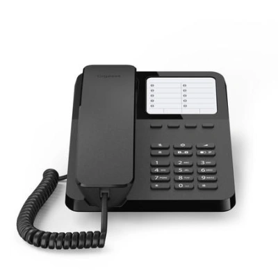 Gigaset-DESK400-BLACK Šňůrový telefon na stůl a stěnu pro snadné telefonování - černá, GIGASET-DESK400-BLACK