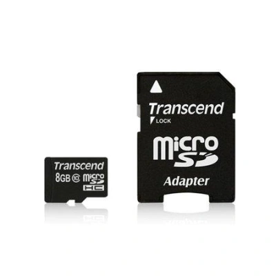 Transcend 8GB microSDHC (Class 10) paměťová karta (s adaptérem)