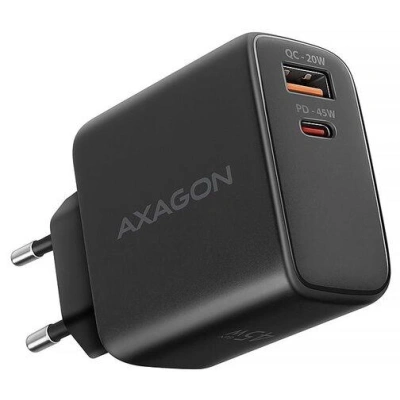 AXAGON nabíječka do sítě / ACU-PQ45/ 1x USB-C / 1x USB-A / PD3.0/QC4+/PPS/SFC2.0/AFC/SCP/Apple / 45W / černá