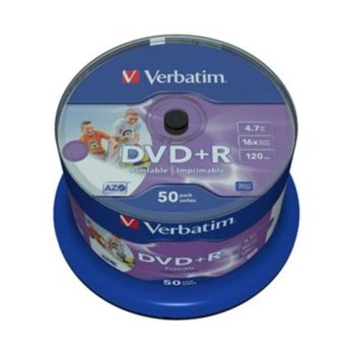 VERBATIM DVD+R 4,7GB/ 16x/ printable Non ID/ 50pack/ spindle, 43512