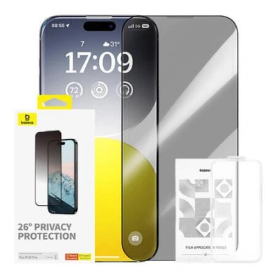 Ochrana soukromí Tvrzené sklo Baseus Diamond iPhone 15 Pro