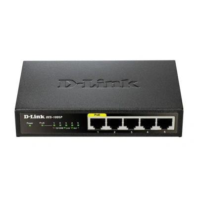 D-Link DES-1005P 5-Port Fast Ethernet PoE Desktop Switch, DES-1005P/E