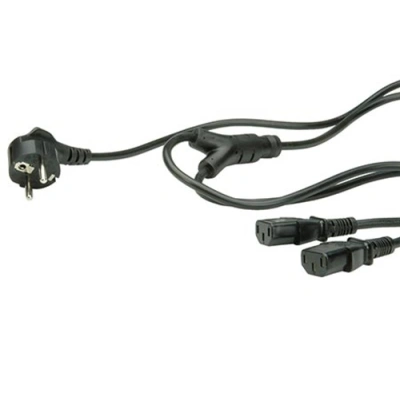 Kabel 220V rozdvojka na 2x PC 220V 3pin(F) 2m